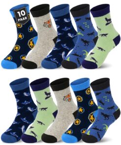 Kyopp Chaussettes rigolotes Unisex Kids Crew Socks Animaux 10 Paires Organic Standard Blended