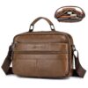 SPAHER Sacoche Homme en Cuir Véritable pour Ipad 11 pouces Sac Bandoulière pour Voyage et Business