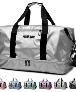 L'Ecylnaker Sac de Voyage Grande Imperméable pour Femmes Gym Bag Élégant (Argent)