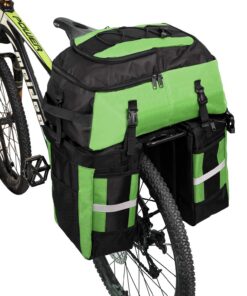 Sacoche à 3 Poches Imperméable pour Vélo Sac de Cyclisme (Noir et Vert, Unique)