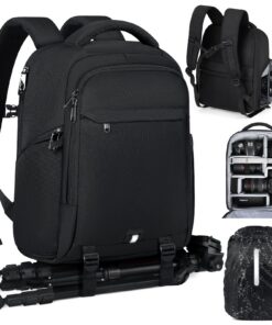 Sac à dos photo RAINSMORE Pro Noir 14 Pouces Canon SonyCompatible Compartment Ordinateur Pluie Housse Photo
