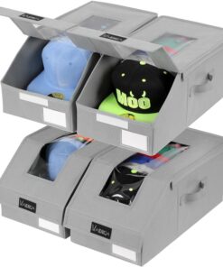 VAESIDA Organisateur de Casquettes 4 Pack - Boîte Transparente de Rangement pour 56 Casquettes de Baseball - Support de