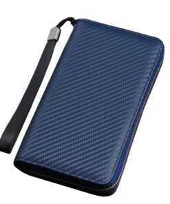 SUEEWE Grande Capacité Portefeuille Homme Bleu, 8 Emplacements, 2 Compartiments à Billets, 1 Compartiment à Téléphone, B