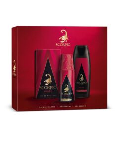 SCORPIO - Coffret 3 Produits Rouge Homme - Eau de Toilette 75ml, Gel Douche 250ml et Déodorant Atomiseur 150ml - Coffret