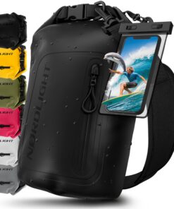 Nordlight Dry Bag Sac Étanche Noir (10 L) pour Plongée et Pêche | Sac à Dos Nautique avec Fermeture Roll-Top et Pochette