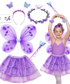 --- --- --- Déguisement de Fée Papillon Pourpre pour Enfant Fille | Ailes et Tutu Included | Idéal pour Anniversaire,