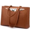 LOVEVOOK Sac Cabas Grande Capacité Imperméable Sac Ordinateur Portable 15,6 Pouces Sac à Main Voyage Affaires Brun