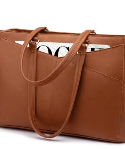 LOVEVOOK Sac Cabas Grande Capacité Imperméable Sac Ordinateur Portable 15,6 Pouces Sac à Main Voyage Affaires Brun
