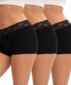 Boxer Femme Coton Dentelle OEKO-TEX STANDARD 100 Lot de 3 Caleçon Court Culotte Shorty