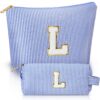 Trousse Maquillage Aucuu Femme Pochette Initiale Voyage Cosmétiques Portable Organiseur Femmes Maman Fille Amie Epouse L
