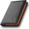 Portefeuille Homme en Cuir Véritable avec Blocage RFID 13 Porte-Cartes Noir Orange Sécurisé à 2 Compartiments à Billets