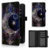 Étui de chéquier en cuir synthétique pour homme avec espace pour cartes, stylo et sangle élastique, compatible Violet