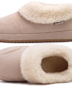 COFACE Femmes Pantoufles Warm Wire Micro Suede Faux Fourrure Intérieur Extérieur Chambre Bottes Col Fermeture Arrière