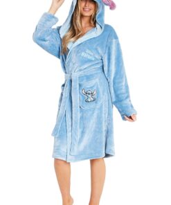 Robe de chambre Disney Femme en Polaire OEKO-TEX Stitch | Naturel | Idéale pour la maison | Doucleur, Chaude | Tailles S