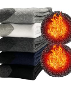 MOSOTECH 5 Paires Chaussettes Chaudes pour Homme - Thermo-Patiences Épaisses en Éponge Hiver, Cadeau Idéal pour Homme -