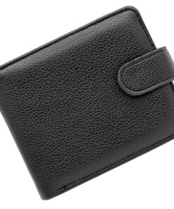 LUFFLOK Portefeuille en Cuir Noir pour Hommes et Femmes | Monnaie Multifonctionnel à 2 Compartiments avec Boucle Fenêtre