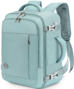 VANKEV Bagage Cabine 40x20x25 20L Pour Ordinateur Portable 14 Pouces Sac à Dos Voyage Homme/Femme Bleu Clair