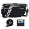 LANXINGLUO sac banane femme noir tendance Livré avec deux bandoulières Moyen emplacements pour cartes