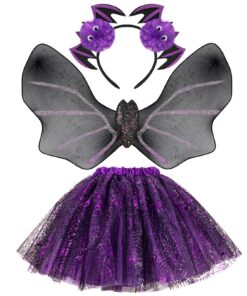 Hifot Costume Halloween Enfant Toile Araignée Jupe Tutu Ailes Serre-tête Cosplay