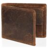 Portefeuille en Cuir Volmer Marron/Noir avec Protection RFID # VO19 Portefeuille en Cuir Vrai Volmer pour Homme Marron/N