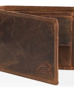 Fa.Volmer Portefeuille en cuir pour homme marron/noir avec protection RFID #VO19 et look usé