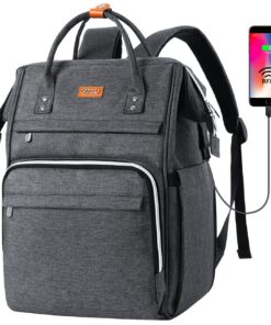 Sac à dos pour ordinateur portable 15,6 Pouces, sac à dos femme avec port USB et sécurité RFID pour études et voyage(Gri