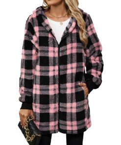 Yanekop Veste à capuche surdimensionnée en polaire sherpa avec poches pour femmes pour l'hiver chaud et fashionista