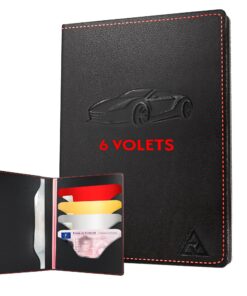 Autodomy Pochette Carte Grise en Cuir 10,5x15 cm | Étui Protège de l'Eau et Rayures | Marque Française pour Voiture