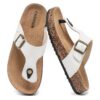 Zaxunai Sandales d'été en Cuir Liège Homme Femme Confortables Antidérapantes pour Plage/Piscine Support Arcaire Plantair
