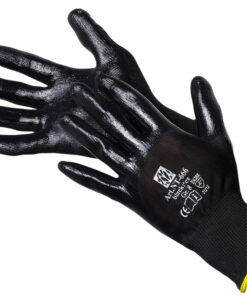 Gants de travail Jah Jah NT-666 Noir, taille 10, lot de 12 paires, revêtement en nitrile, usage professionnel