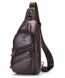 LUKZIJAES Sac à bandoulière en cuir véritable Durable pour Homme Élégant Cadeau d'Affaires Sacoche de Bureau 15x12x5 cm