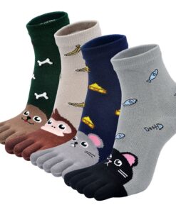 Chaussettes avec Orteils PUTUO Bébé Enfant, Coton Sport OEKO-TEX, 3-12 Ans, 4 paires, Chaussettes AnimalFashionable Chau