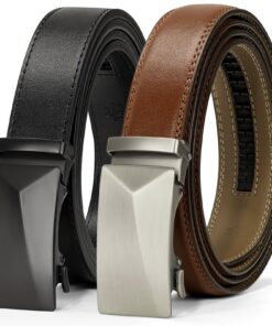 Ceinture IGOLUMON Homme en Cuir Sans Boucle Automatiqueavec Cadeau Box pour Costume et Jeans, 2 Pièces