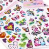 HIFOT Autocollants Enfants Mignons, Gommettes Laser Stickers Muraux, Floral de Sirène de Licorne, Style Animale, 10 Feui