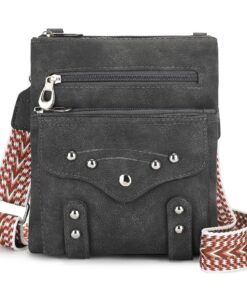 BAIGIO Sac Bandoulière Femme PU Rétro avec Multipoches et Sangle Réglable et Amovible, Pochette pour Téléphone Portable
