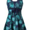 Ecupper Maillot de Bain Rétro pour Femme - Contrôle du Ventre Push Up - Col en V