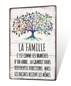 Plaque Métallique Putuo La Famille pour Salon et Maison, Aluminium Inspirant, 30x20 cm