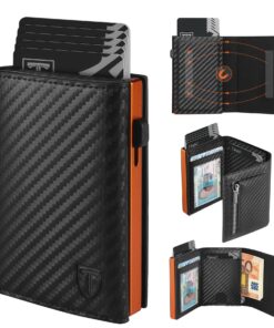 TEEHON Portefeuille Homme en Fibre de Carbone, Magnétique Porte Carte avec Blocage RFID, Porte-Carreaux pour Homme avec