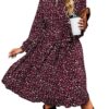 CUPSHE Robe Midi Décontractée pour Femme - Imprimé Moucheté - Col Haut - Automne - Cocktail