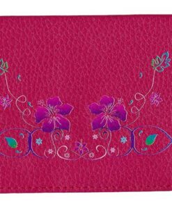 Syl'la Florale Porte-Portefeuille en Cuir Feminin pour Femme Fushia Vintage