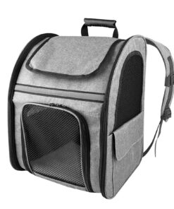 Sac Transport Chat avec Matelas en Peluche Amovible, Sac de Voyage Chat Extensible, Sac à Dos de Transport pour Animal D
