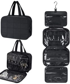 Starvortex Trousse de Toilette à Suspendre Noir, Grande Capacité Étanche, Organisateur Bijoux Étendu