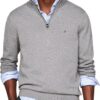 Tommy Hilfiger pull homme en coton essential avec fermeture éclair demi-longueur