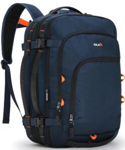 Tolaccea Sac à Dos Voyage Extensible Antivol TSA Bleu Marine 35L-45L Week-end Affaires Global Recycled Standard