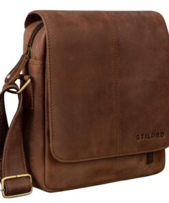 STILORD Sacoche en Cuir Homme - Vintage - Bandoulière - Couleur Mocca Foncé | Sécurité | Polyvalent | Capacité Énorme |
