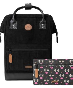 Cabaïa Sac à Dos Adventurer Déperlant Noir pour Homme et Femme - Compartiment Ordinateur Portable - 2 Poches - Certifié