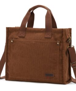 Sac à main VASCHY Femme Tote Bag Velours Côtelé Grand Fourre-Tout Zippé Travail École