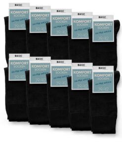 Basic Treasure Lot de 10 paires de chaussettes confortables pour hommes, sans élastique et sans couture, idéales pour le