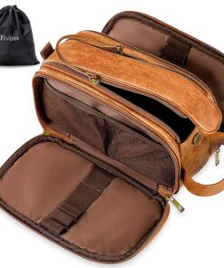 Elviros Trousse de Toilettage Homme Grande Capacité Imperméable PU Trendactuel Masculin