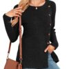 NARRAME Pull Femme Tunique Longues Manches Boutons Fente Devant OEKO-TEX STANDARD 100